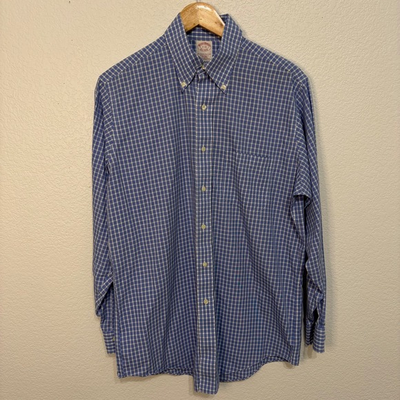 Brooks Brothers Other - Brooks Brothers Mens 15-33 Blue Check Non-Iron Cotton Traditional Fit Polo Shirt